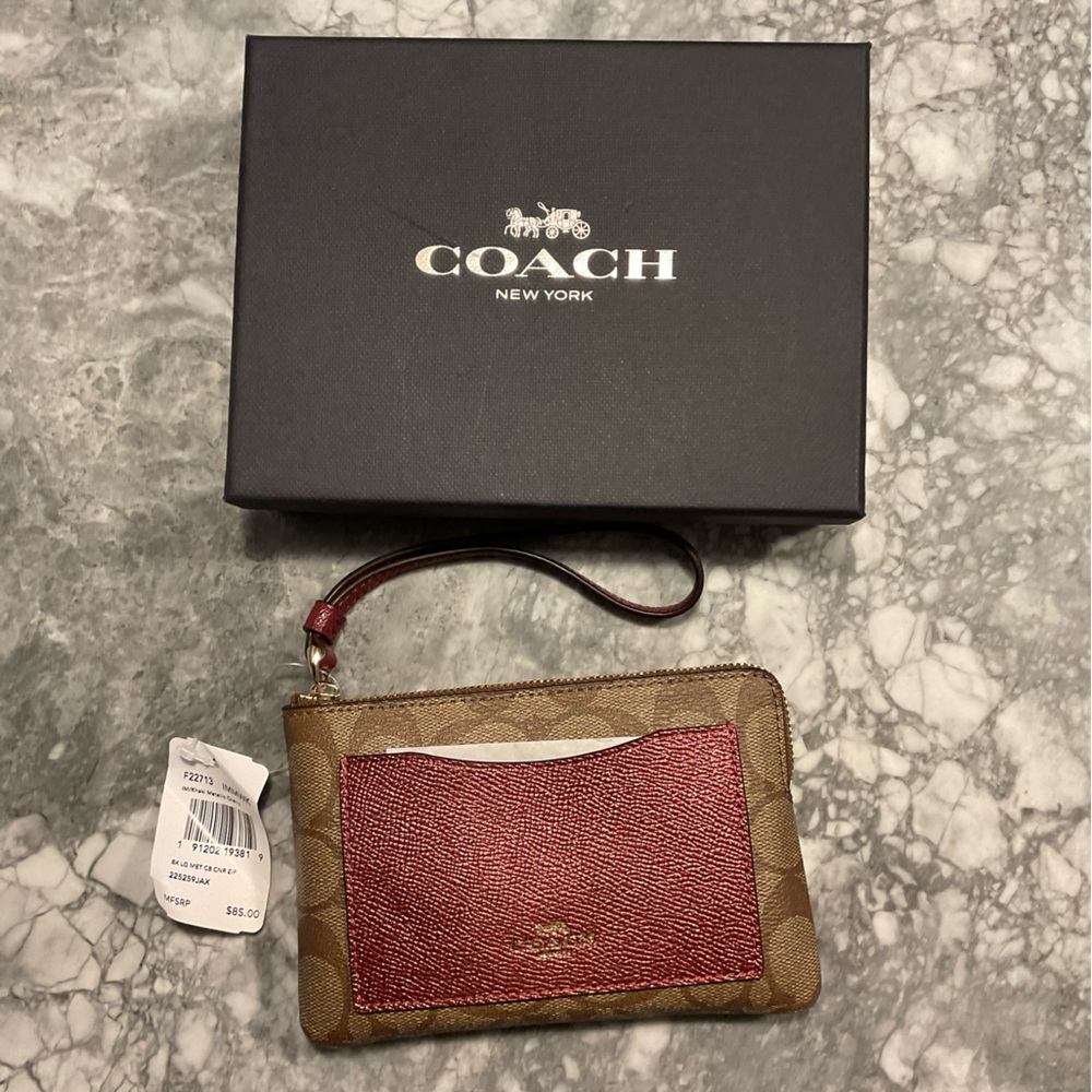 Coach Burgundy Monogram Wristlet BNWT
